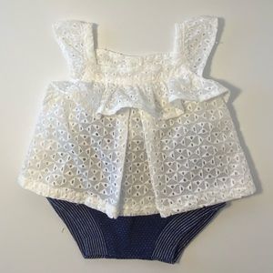 Cat & Jack 2-pc Set White Eyelet & Denim size NB